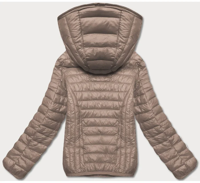 Béžová dámská prošívaná bunda s kapucí (B0123-46)