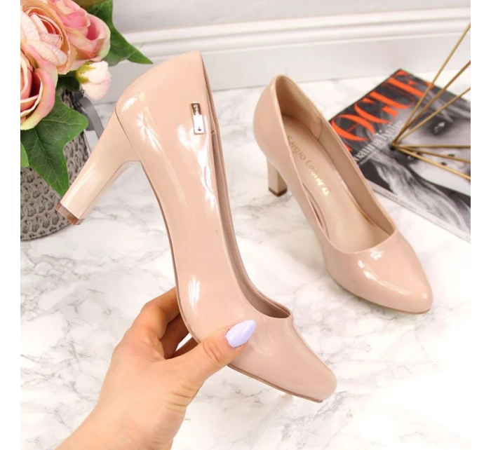 Sergio Leone W SK39J nude lakované lodičky na jehlovém podpatku