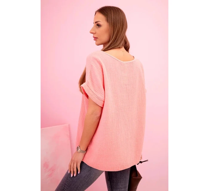 : Muslínová blůza s náhrdelníkem meruňka