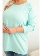 Dámská blůza Plus Size bavlněná s kulatým výstřihem mátová Dámská blůza Plus Size bavlněná s kulatým výstřihem mátová