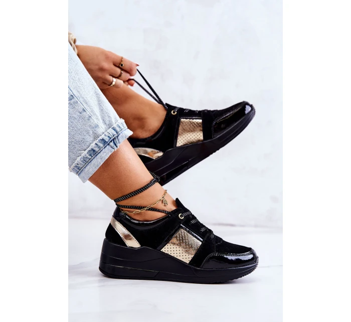 Dámské sportovní boty na klínu Černá model 21581677 - S.Barski