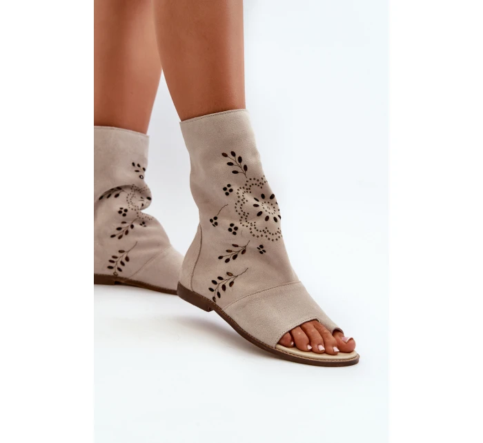 Zazoo Dámské Semišové Sandály S Na Zip Světle Béžové model 21665626 - Boto