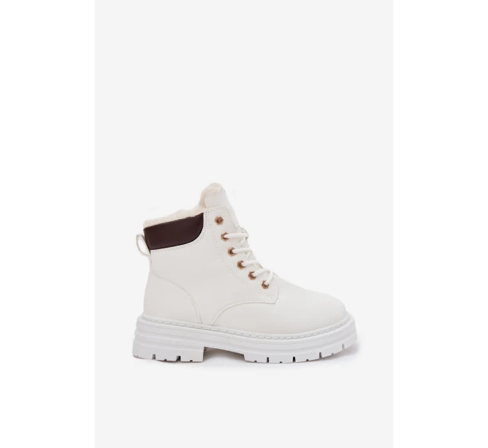 Dámské Zateplené Kozačky Na Zip Bílé Tharika