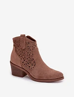 Odkryté Kožené Kovářské Dámské Boty na Podpatku S.Barski HY61-8012 Hnědé