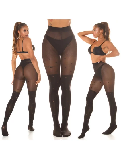 Dámské sexy punčocháče "Hearts" SH6718 černé - In-StyleFashion