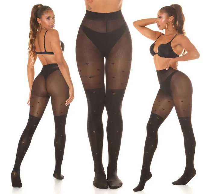 Dámské sexy punčocháče "Hearts" SH6718 černé - In-StyleFashion