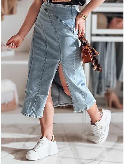 Džínová midi sukně model 22260596 modrá - FashionStreet Džínová midi sukně model 22260596 modrá - FashionStreet