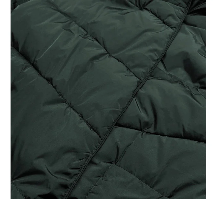 Tmavě zelená dlouhá dámská zimní bunda model 21246309 - LHD Tmavě zelená dlouhá dámská zimní bunda model 21246309 - LHD