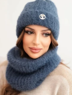 Dámská souprava čepice a zimní huňatý nákrčník s ozdobným model 21461102 - K-Fashion