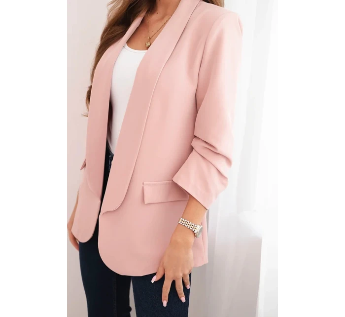 Dámská sako bez zapínání s podšívkou S/M pudrově růžová Dámská sako bez zapínání s podšívkou S/M pudrově růžová