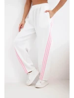 Dámské kalhoty z viskózy s lampasem máslové bílé Dámské kalhoty z viskózy s lampasem máslové bílé