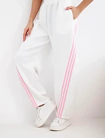 Dámské kalhoty z viskózy s lampasem máslové bílé