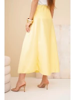 Dámská viskózová rozšířená sukně žlutá