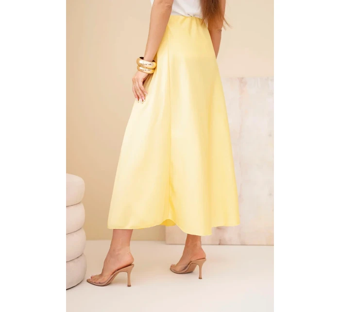 Dámská viskózová rozšířená sukně žlutá