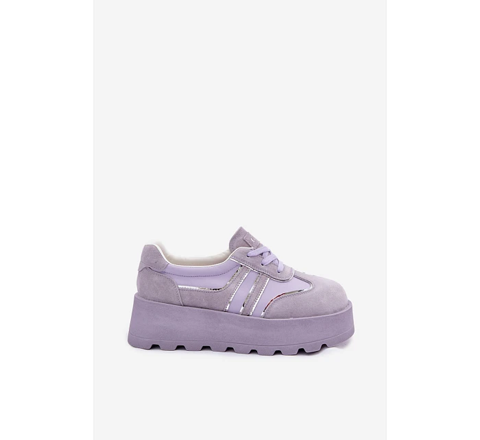 Semišové tenisky na platformě model 22095146 fialové - Goe