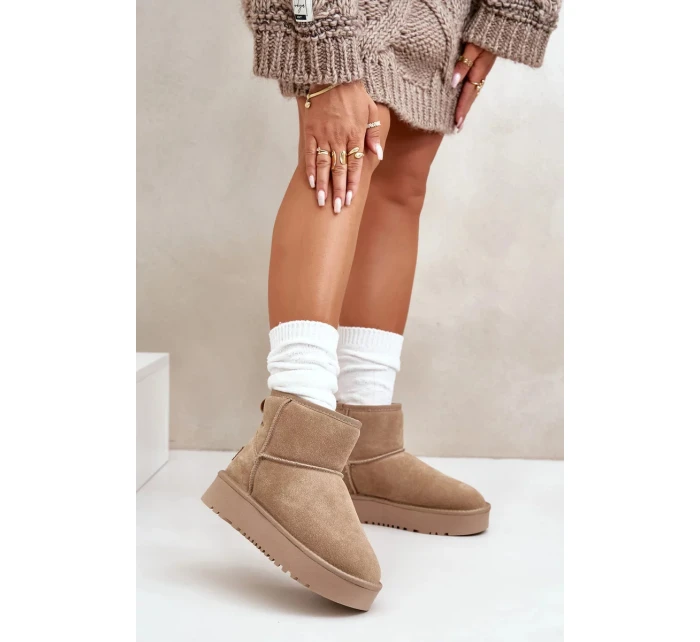 Dámské Semišové Sněhule Na Platformě Nad Kotníky Béžové Rianaella Dámské Semišové Sněhule Na Platformě Nad Kotníky Béžové Rianaella