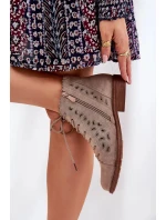 Dámské nízké kotníkové botky s perforovaným vzorem – béžové S.Barski Dámské nízké kotníkové botky s perforovaným vzorem – béžové S.Barski