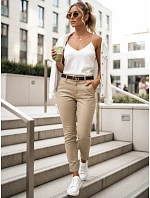 Dámské kalhoty chinos s páskem LINESKA tmavě béžové FashionStreet UY2578