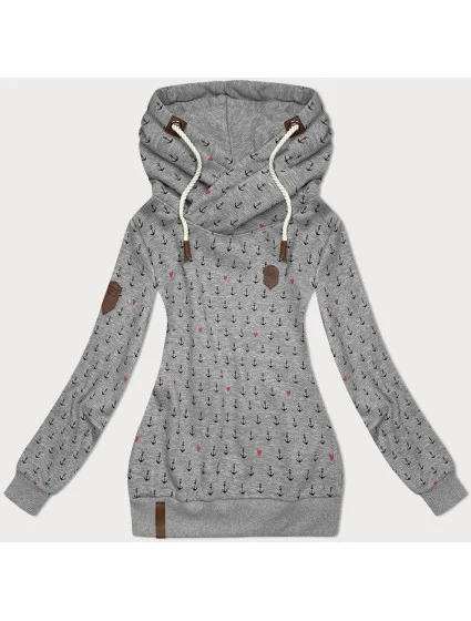 Tmavě šedá vzorovaná dámská mikina (2304)