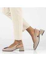 Béžové kožené lodičky s páskem Filippo DP6183