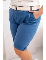 Dámské bavlněné šortky Plus Size s páskem denim Dámské bavlněné šortky Plus Size s páskem denim
