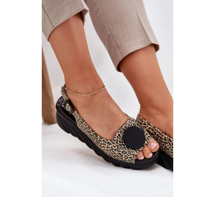 Sandály Z Přírodní Kůže Na Korku Artiker 56C2186 Panterka
