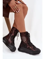 Kožené kotníkové boty na platformě s podšívkou model 21714263 - Maciejka