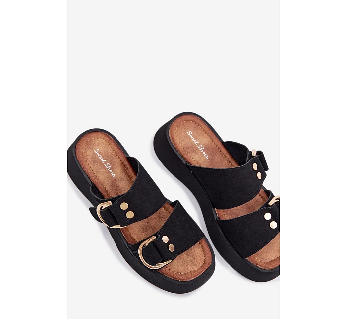 Dámské sandály se zlatými sponami Černé model 22039857 - Boto