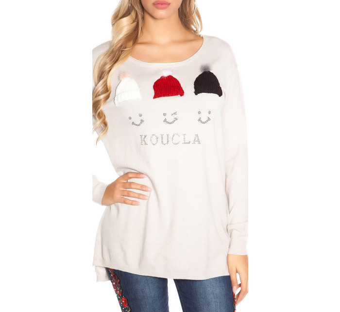 Trendy KouCla sweater with glitter rivets