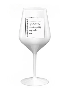 UČITELČIN POZNÁMKOVÝ BLOK - bílá nerozbitná sklenice na víno 470 ml