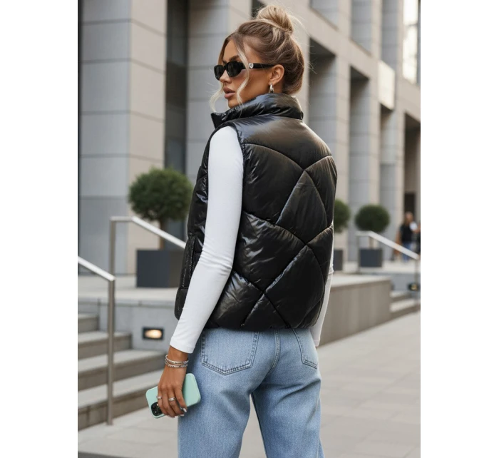 Dámská prošívaná vesta se stojáčkem černá FashionStreet TY3477