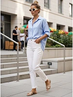 Dámské džíny mom fit s vysokým pasem bílé FashionStreet uy2959