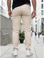 Jeansy męskie slim fit z paskiem beżowe model 22214305 - FashionStreet Jeansy męskie slim fit z paskiem beżowe model 22214305 - FashionStreet