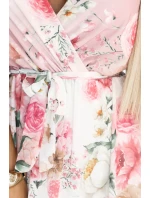 Vzdušné maxi šaty s obálkovým výstřihem a květinovým vzorem PINK model 21178446 - numoco basic