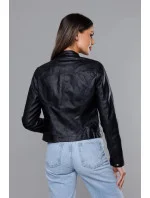 Krátká černá bunda ramoneska se stojáčkem (11Z8032)