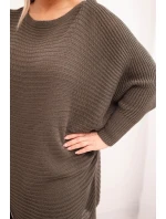 Dámský svetr Plus Size s mohair pončo mocca