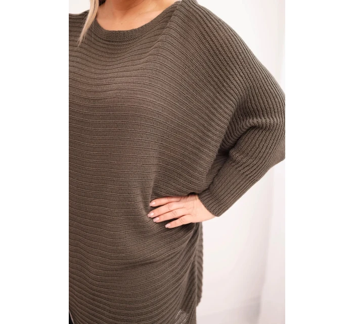 Dámský svetr Plus Size s mohair pončo mocca