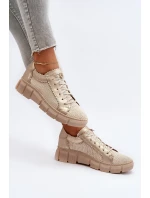Dámská kožená obuv model 21651324 Světle béžová - Maciejka