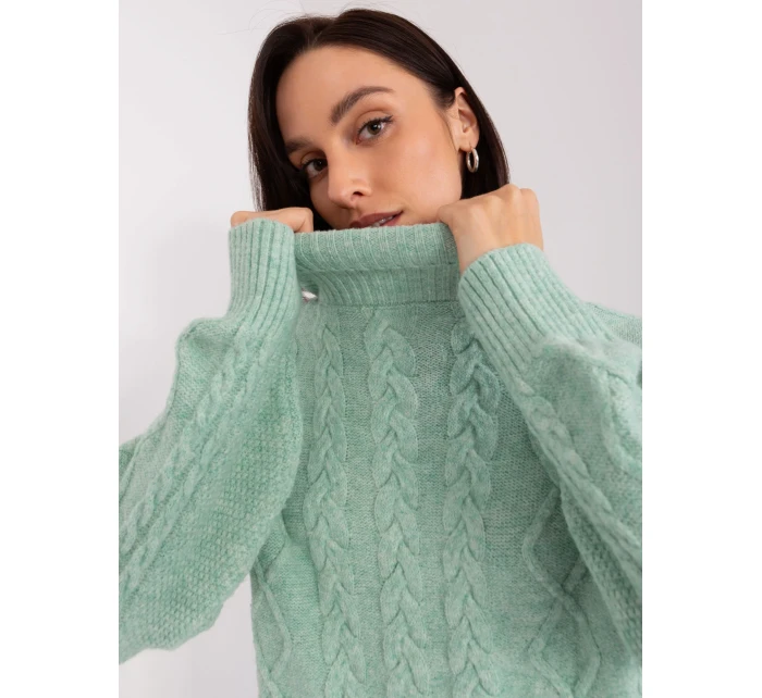 Sweter AT SW  mietowy model 19034342 - FPrice