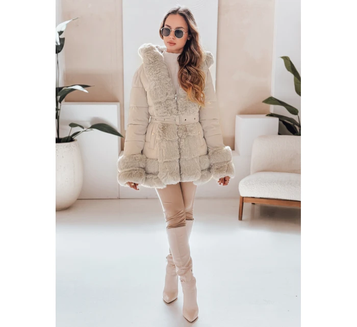 CITYGLANCE dámská zimní bunda s kožešinou světle béžová FashionStreet TY5047 CITYGLANCE dámská zimní bunda s kožešinou světle béžová FashionStreet TY5047