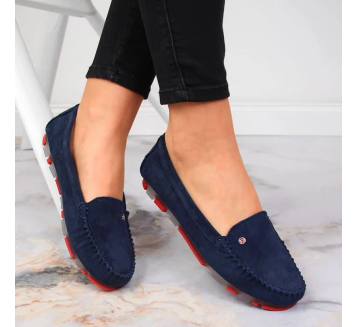 Semišové kožené mokasíny Filippo W PAW201D navy blue