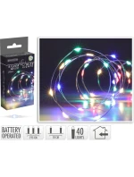 DRÁTĚNÁ SVĚTLA GIRLANDA NA BATERIE 40 VEDLA VÍCE BAREV