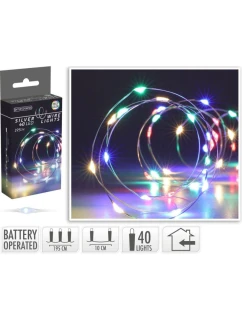 DRÁTĚNÁ SVĚTLA GIRLANDA NA BATERIE 40 VEDLA VÍCE BAREV