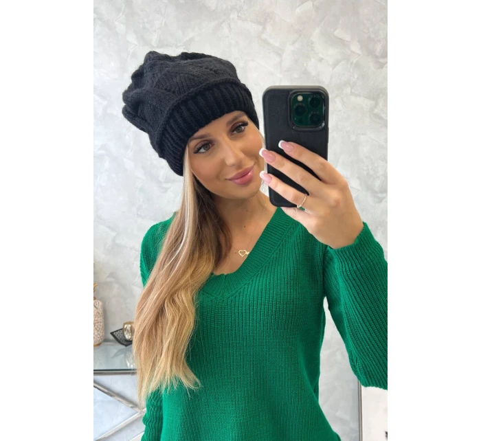 Dámská čepice černá model 18752317 - K-Fashion Dámská čepice černá model 18752317 - K-Fashion
