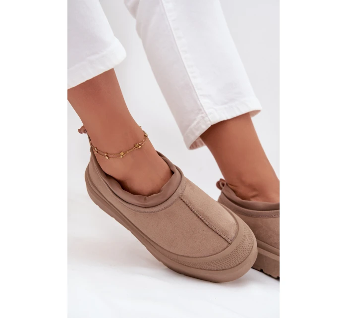 Dámské sněhule na platformě s nízkým svrškem Izamine – tmavě béžové Dámské sněhule na platformě s nízkým svrškem Izamine – tmavě béžové