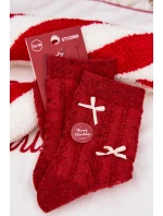 Dámské vánoční ponožky s mašličkami – červené (vlna alpaka) Dámské vánoční ponožky s mašličkami – červené (vlna alpaka)