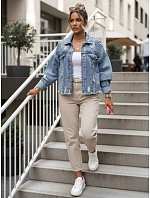 Dámská džínová bunda s odřenou modrou FashionStreet TY5688