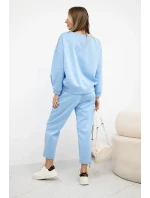 Komplet máslová látka teplákové + kalhoty modrý Komplet máslová látka teplákové + kalhoty modrý