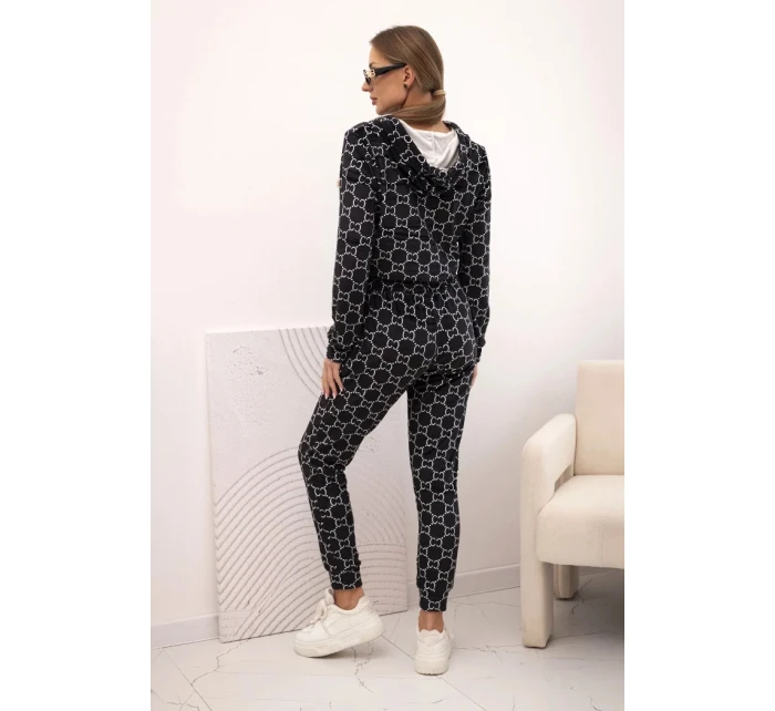 Dámská souprava z veluru s potiskem černý