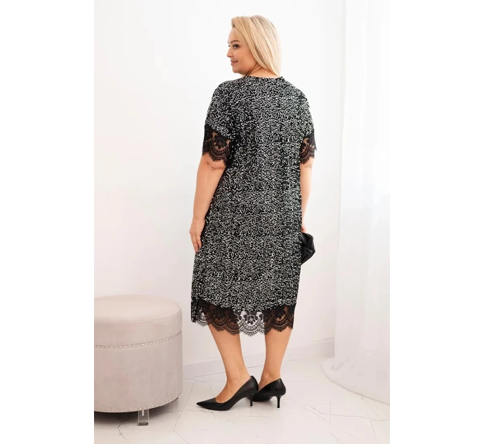 Dámské šaty Plus Size se a krajkovým černý + stříbrný model 21486186 - K-Fashion